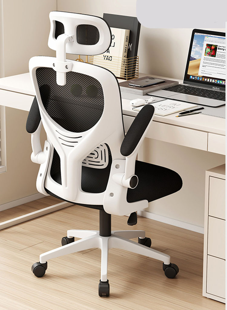 White frame black mesh fabric and headrest