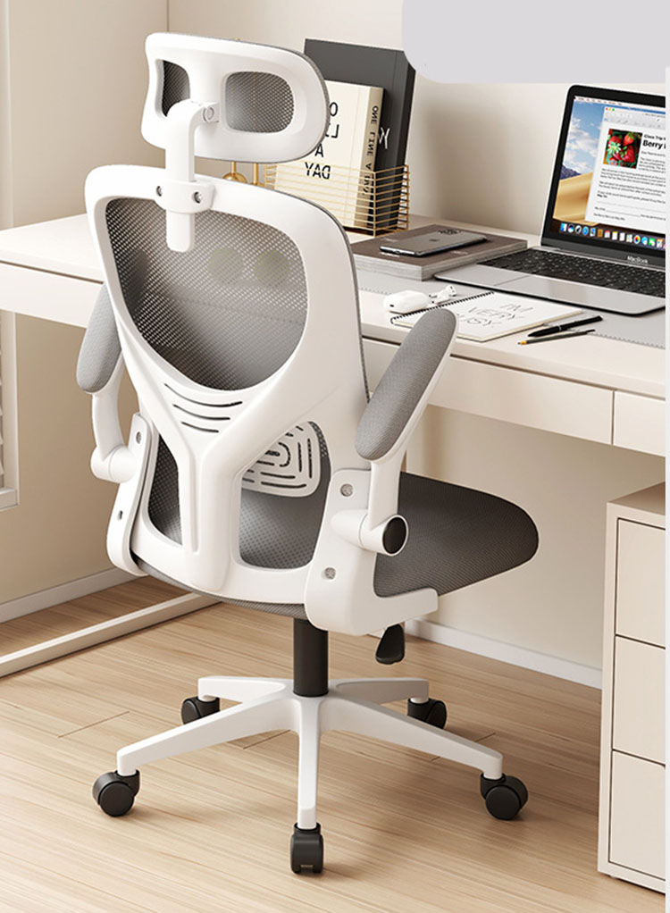 White frame gray mesh fabric and headrest