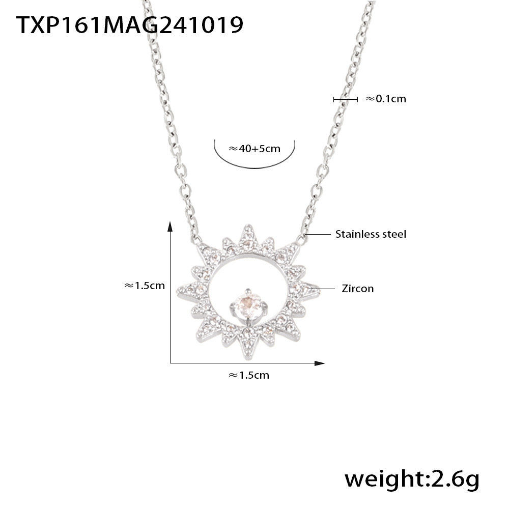 3:Txp161-steel color sunflower zirconia necklace