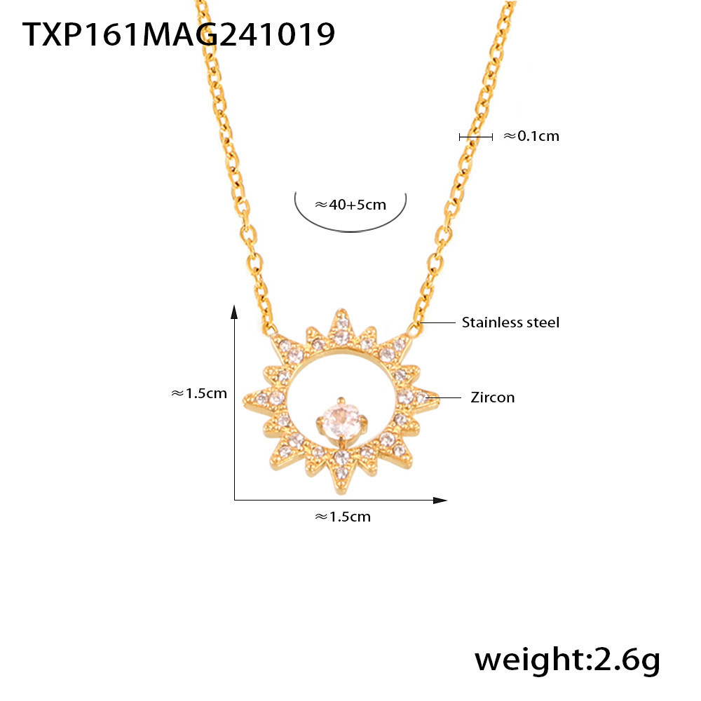 4:Txp161-gold sunflower zirconia necklace