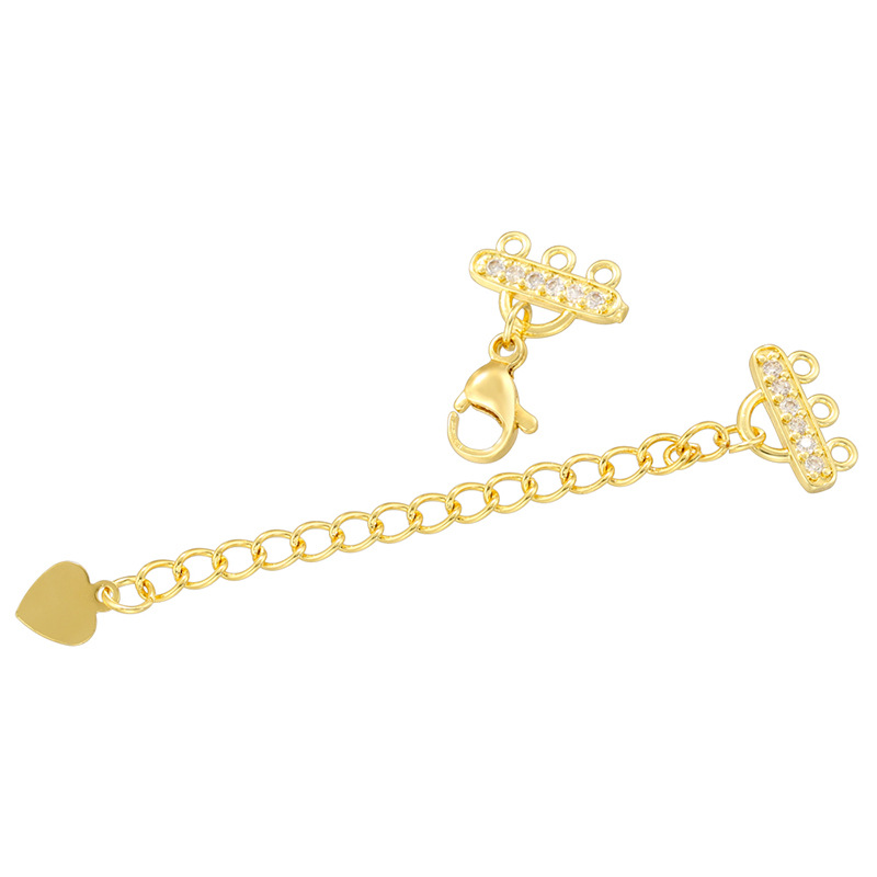 1:Vk248 gold three-row lobster clasp