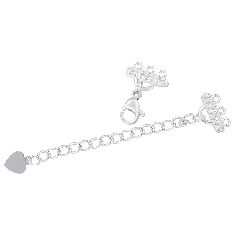 2:Vk248 white gold three rows lobster clasp