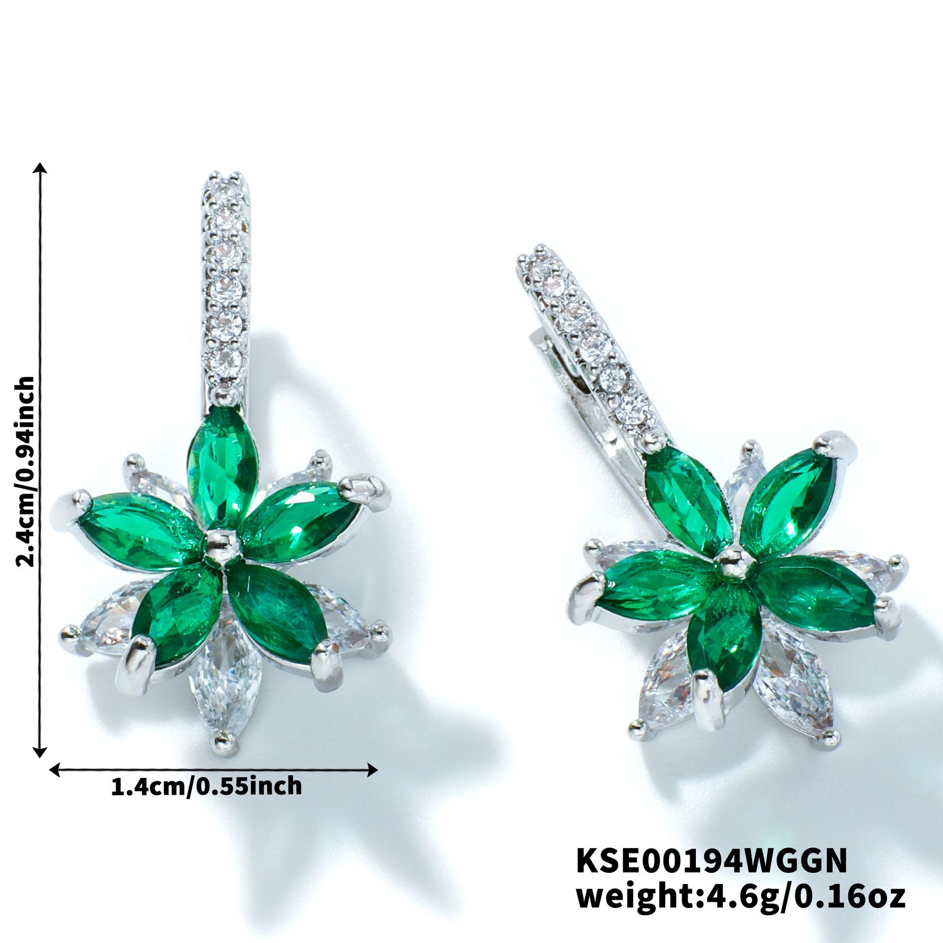 White gold and green diamonds