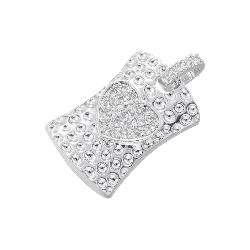 White gold white diamond square love pendant