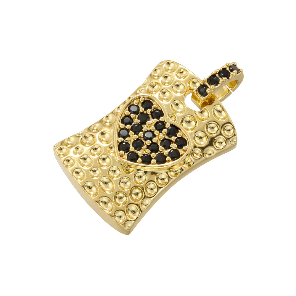 Gold black diamond square love pendant