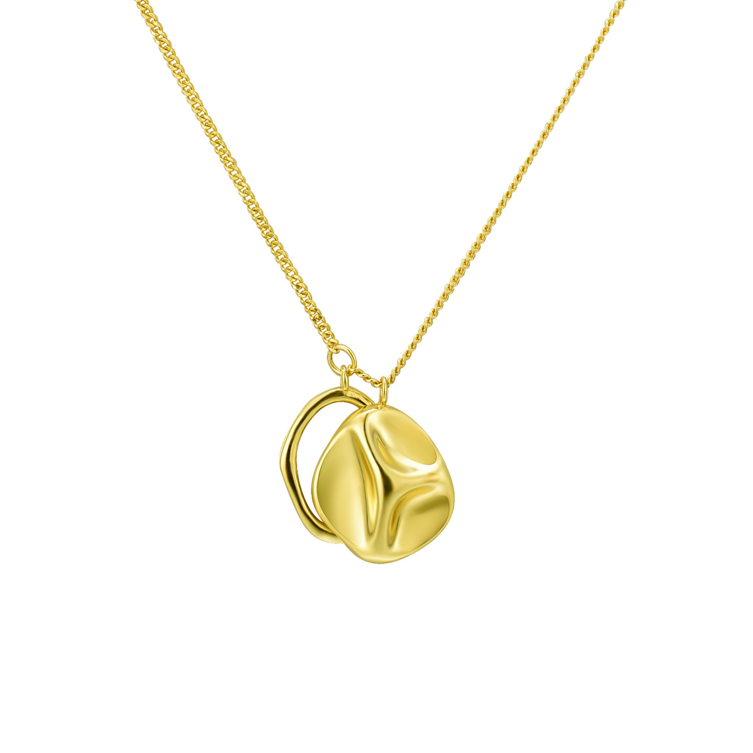 2:Gold Ring Round Brand Necklace