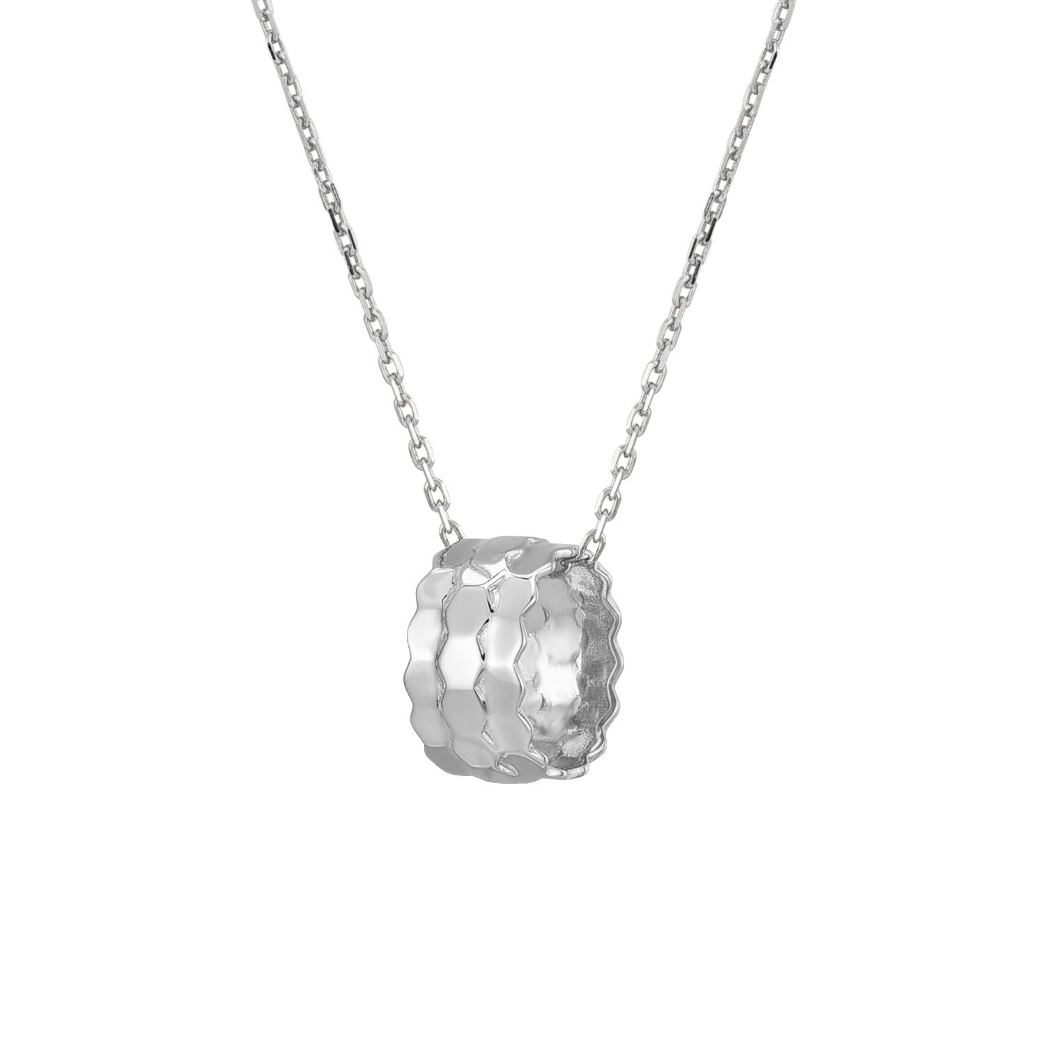 1:White Gold Wave Check Necklace