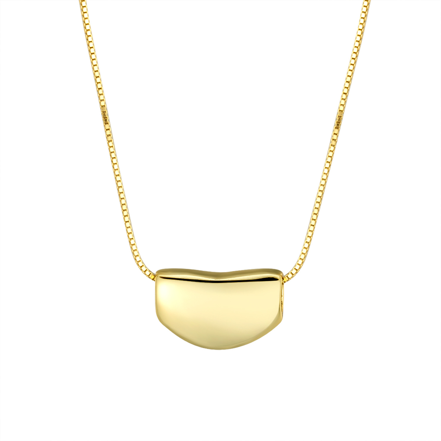 1:Yellow gold acacia bean necklace