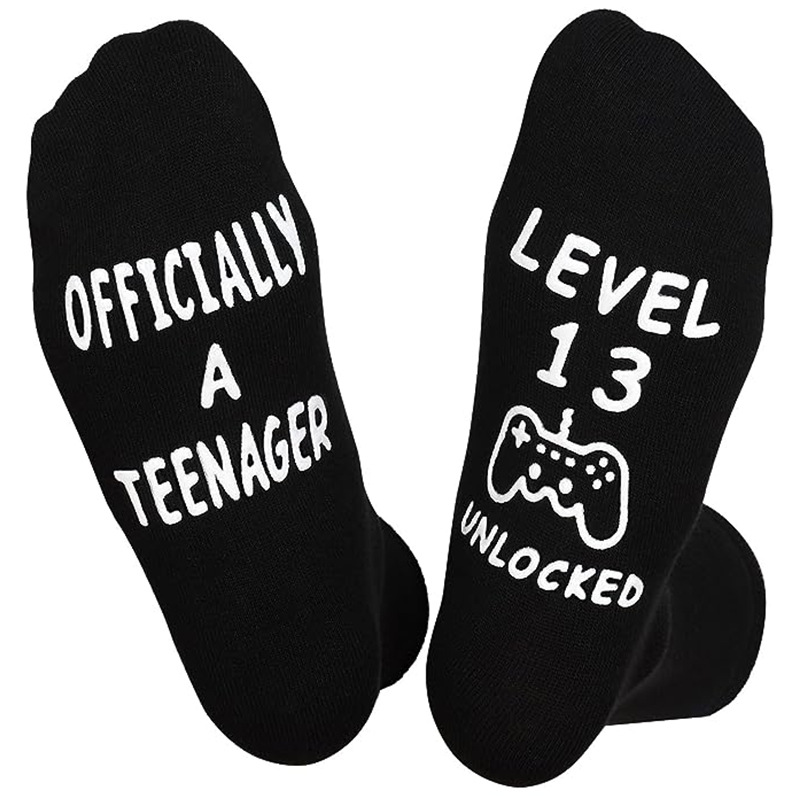 Black and white characters 13-year-old game socks