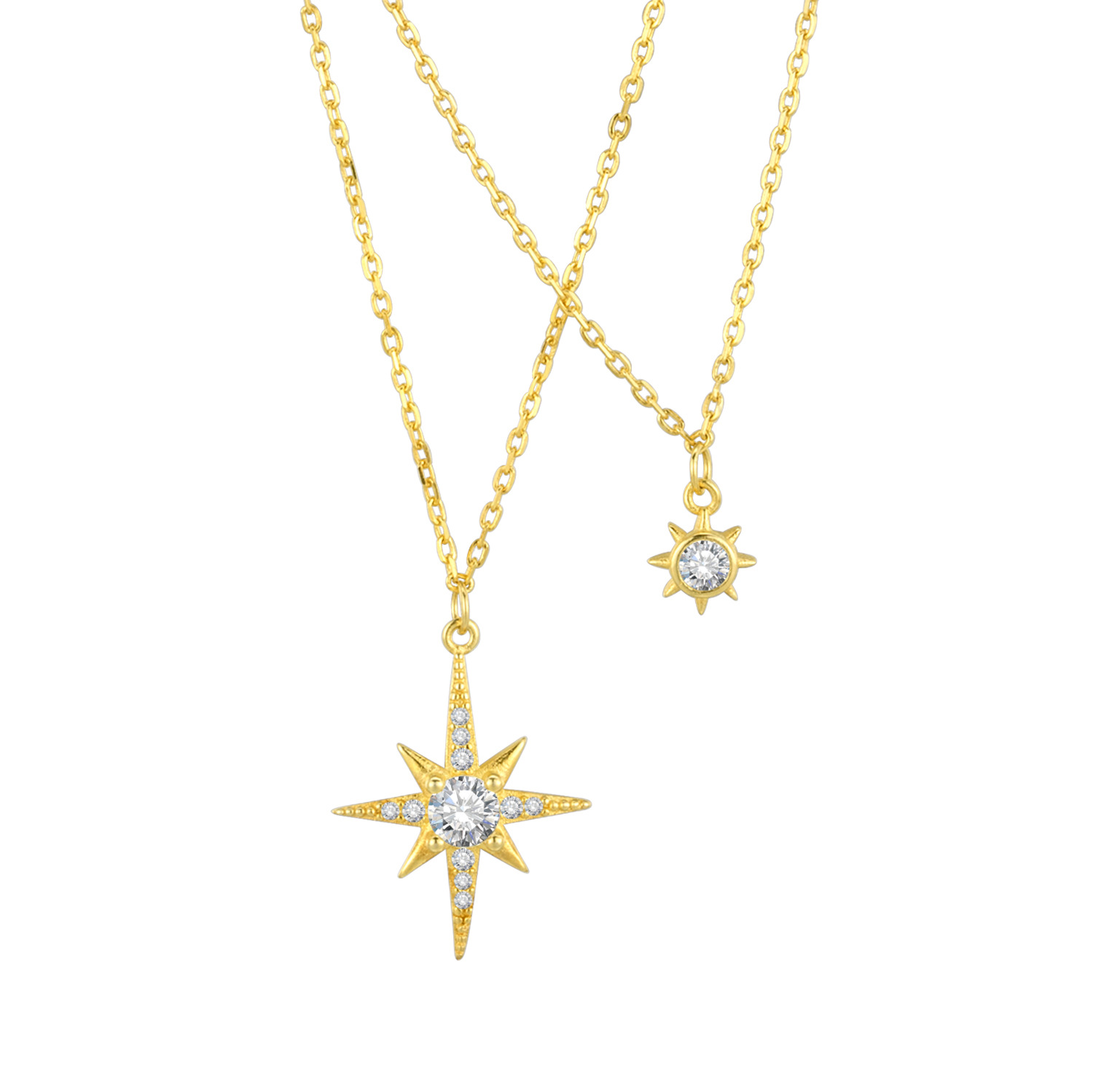 1:Gold eight-pointed star necklace