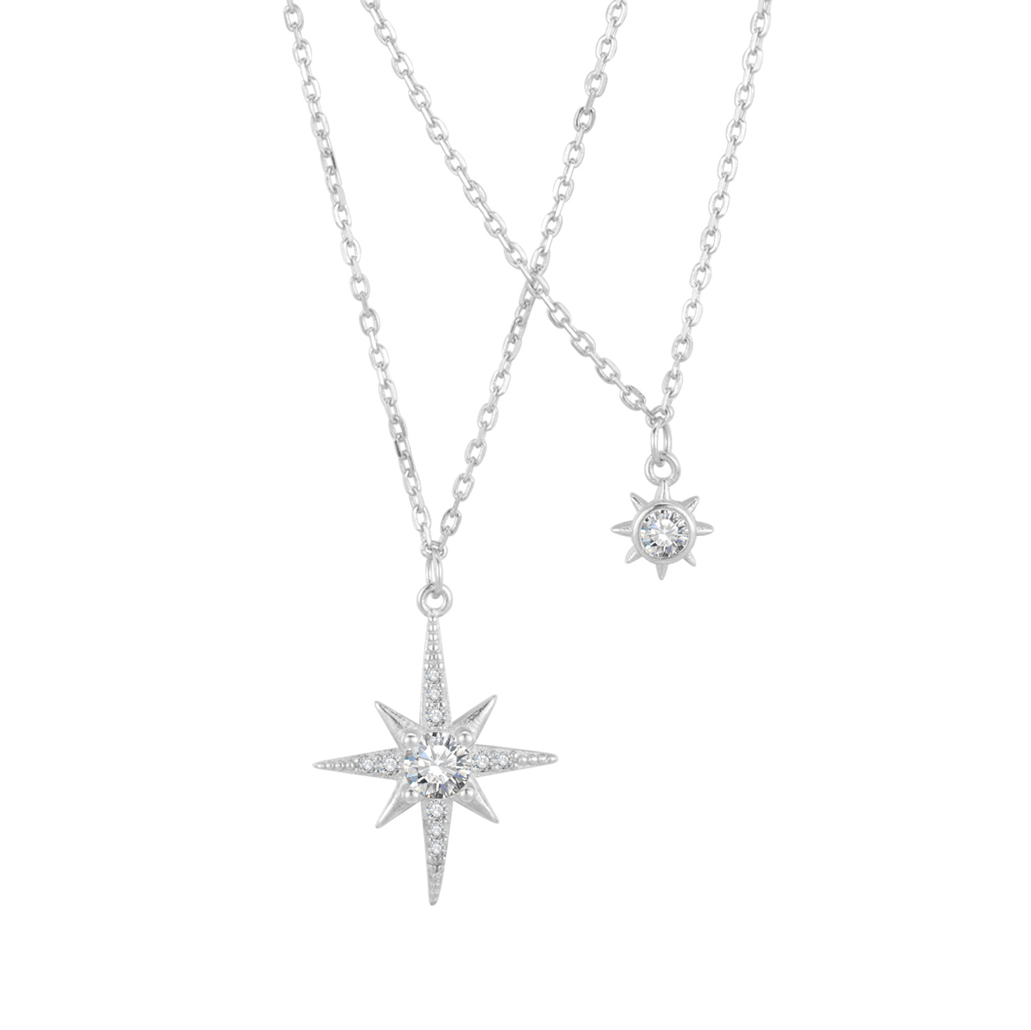 2:Silver eight-pointed star necklace