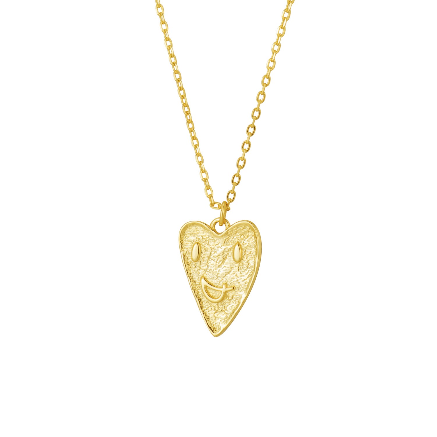 2:Gold irregular smiley love necklace