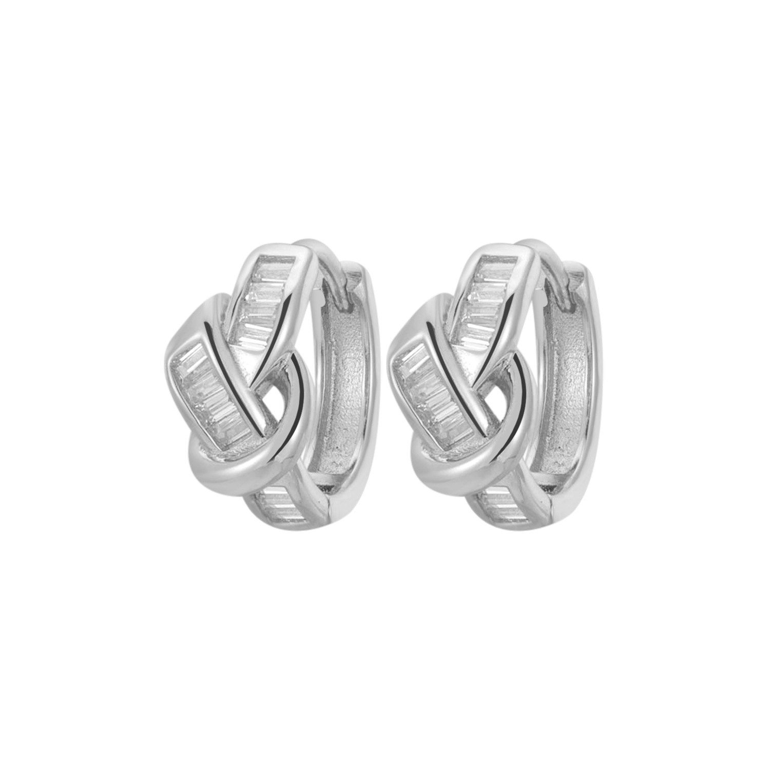 1:White Gold zircon knot earrings