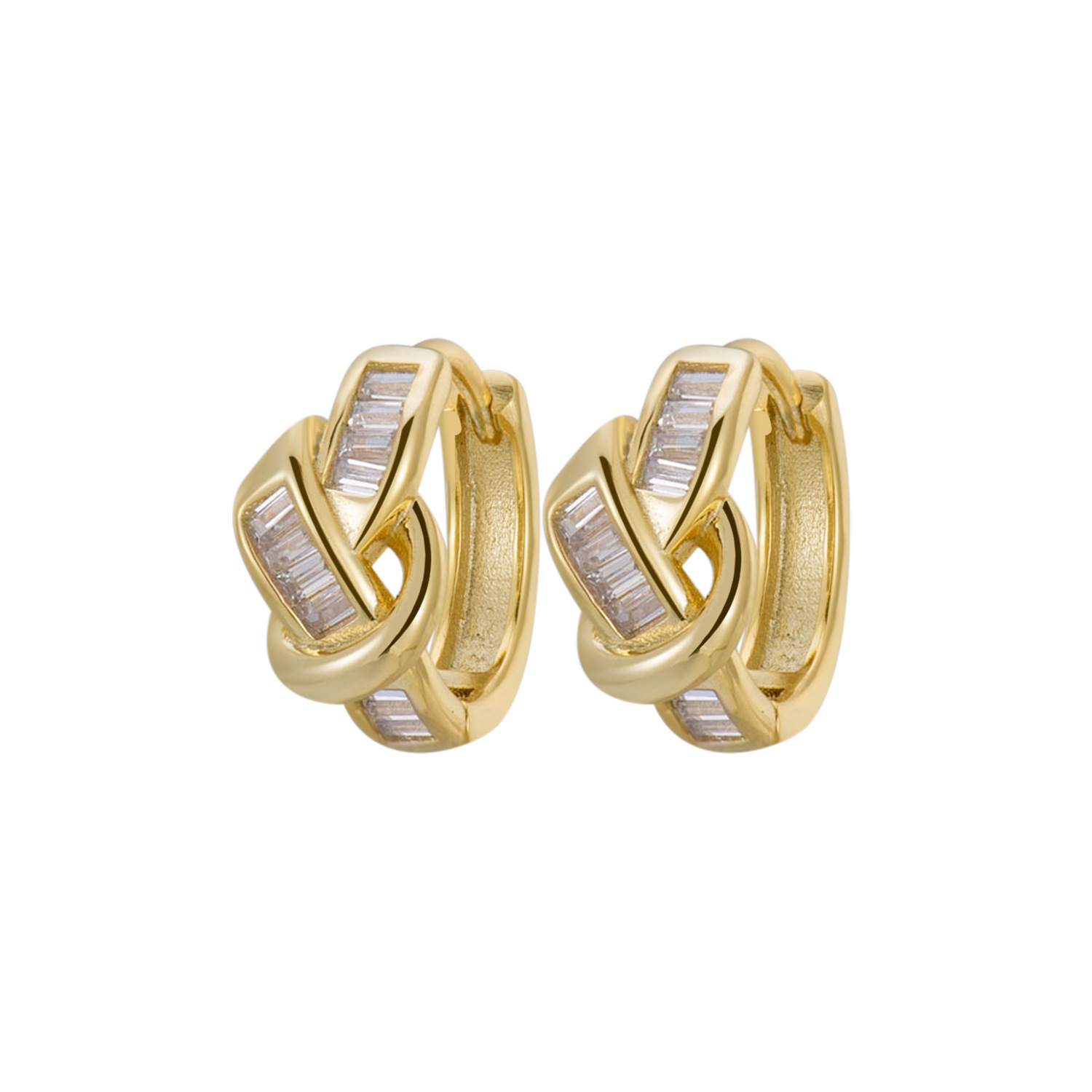 2:Golden zircon knot earrings