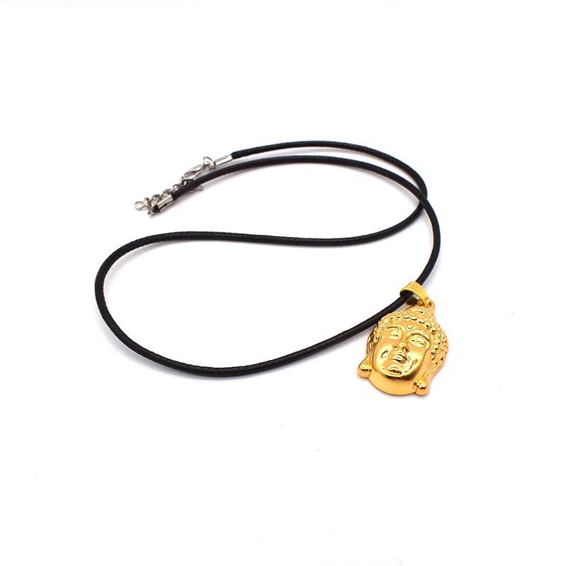 3:Black leather rope buckle Buddha head pendant/strip