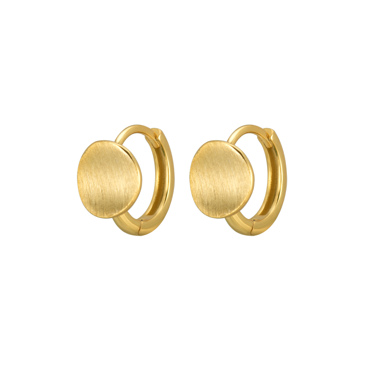 1:Yellow Gold Silk Round Earrings