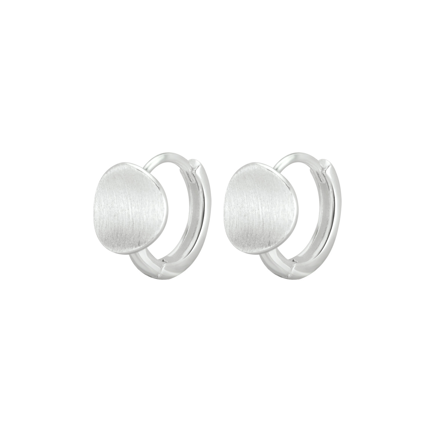 2:Silver brushed disc earrings