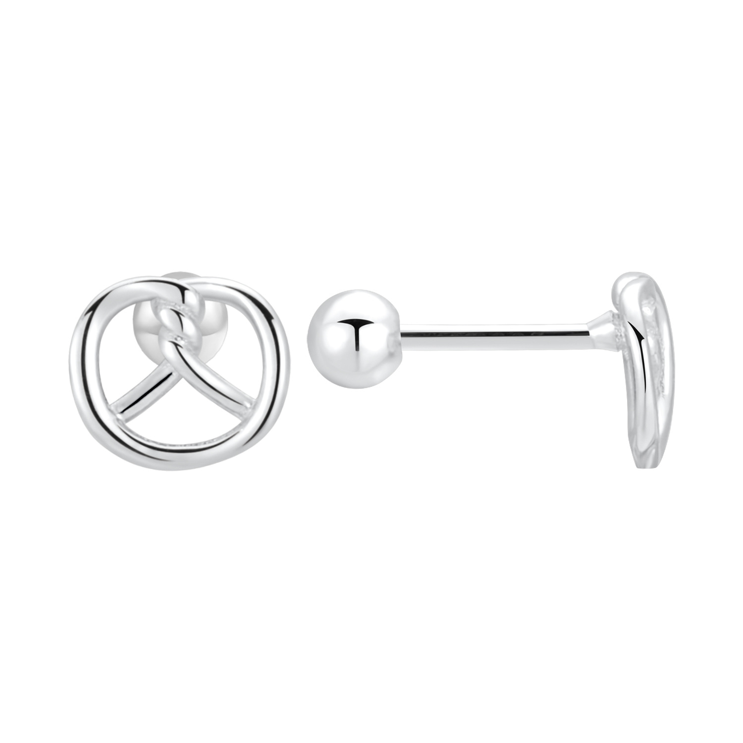 2:Silver alkaline water knot bread stud earrings