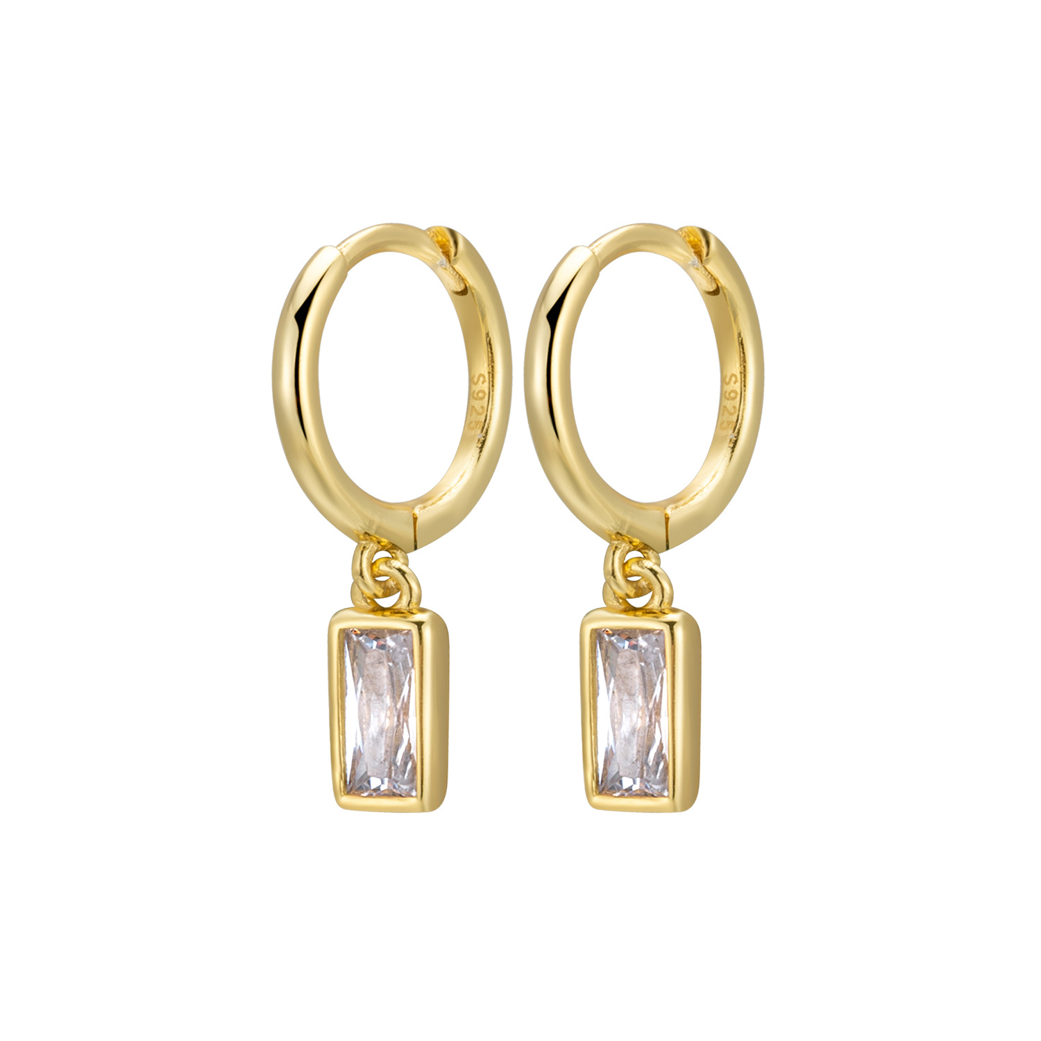 1:Gold geometric square earrings