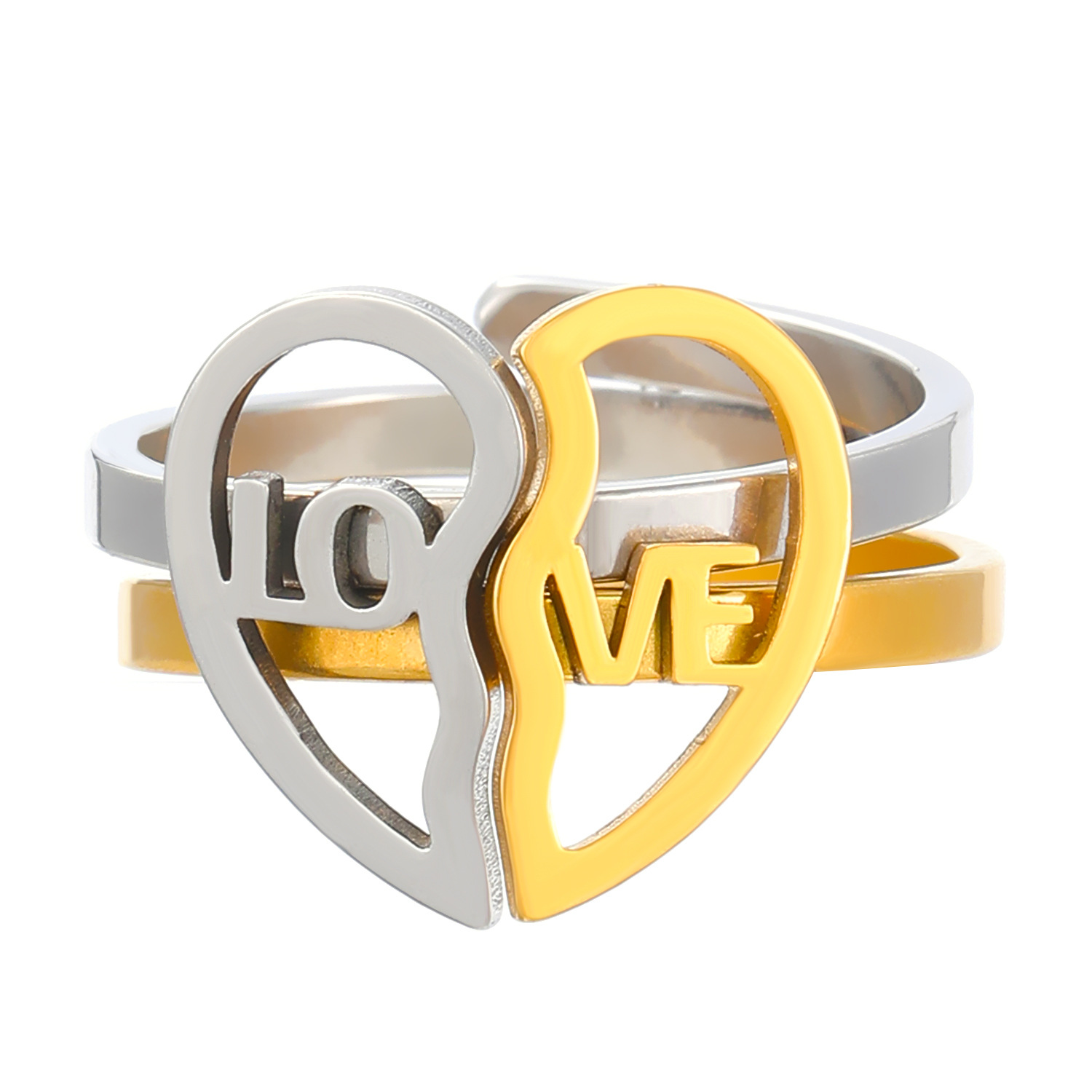 5:Steel color + 18K gold hollow love 7007