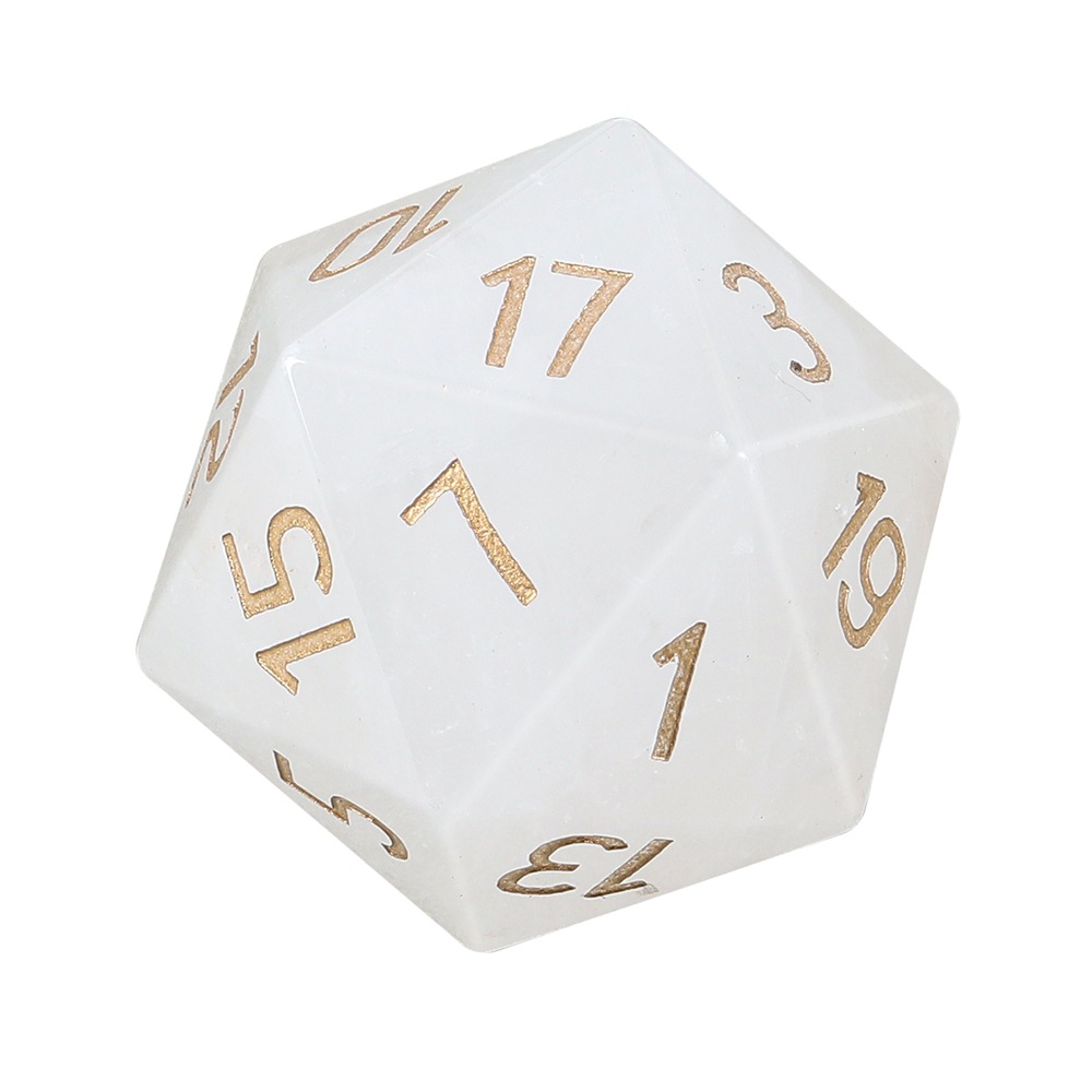 Natural white crystal d20 dice large size