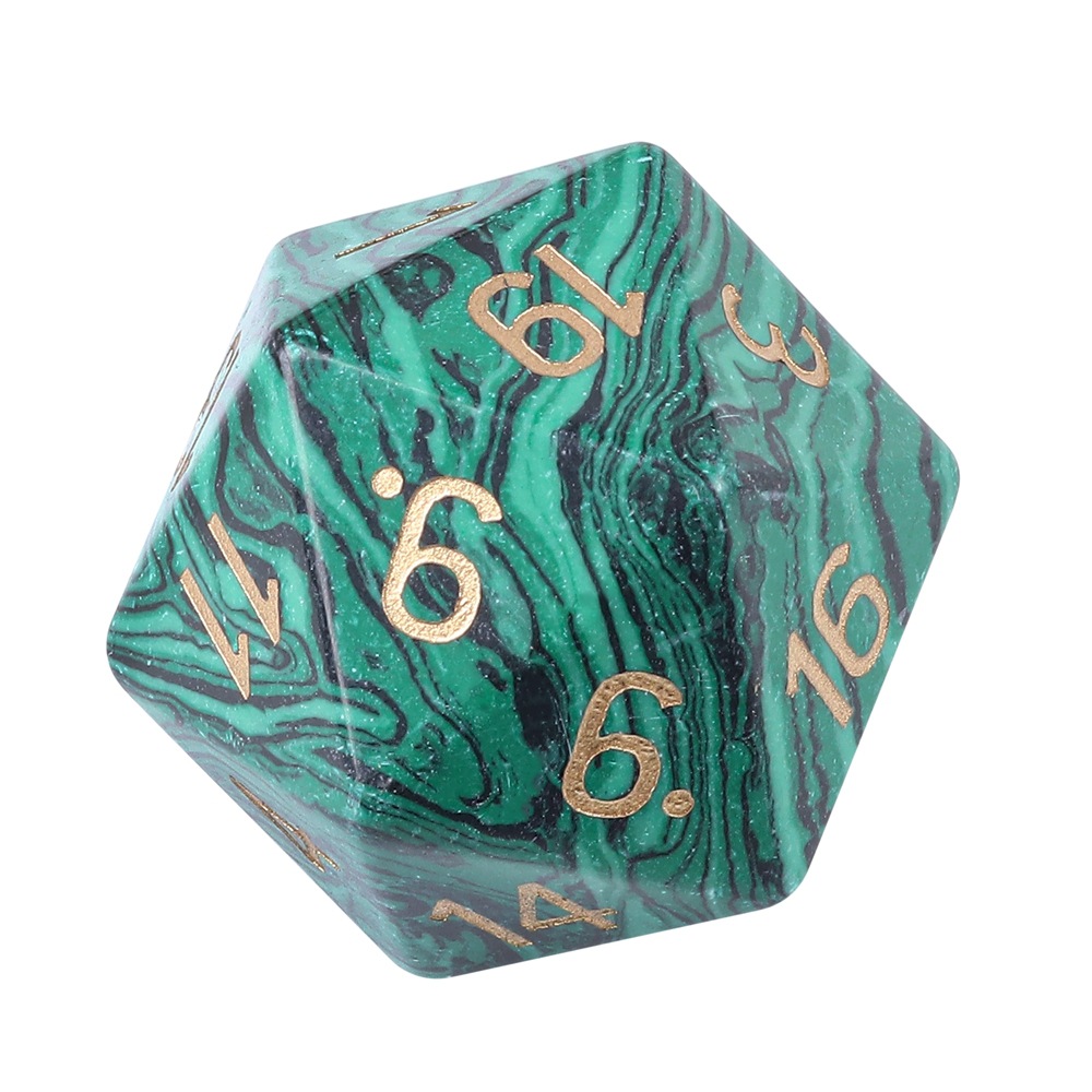 Synthetic malachite d20 dice large