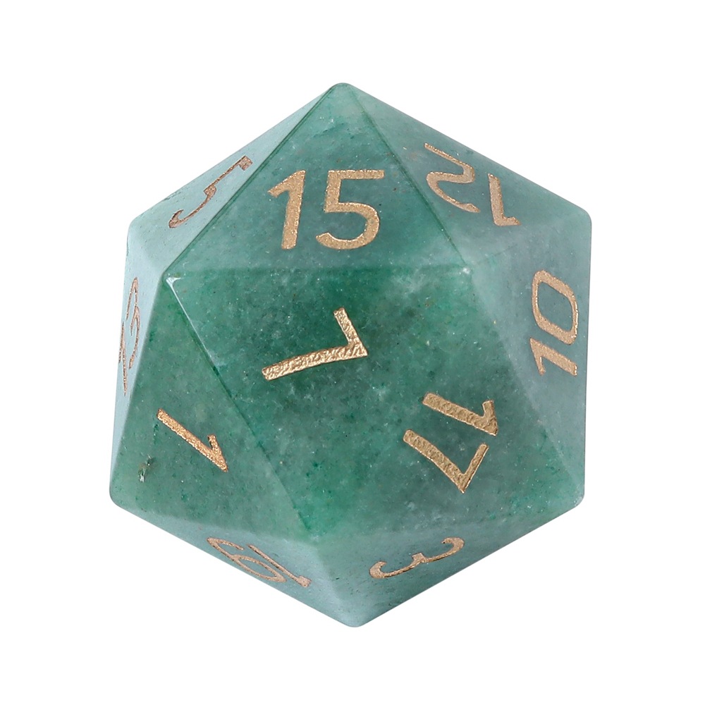 35mm natural green aventurine d20 dice large