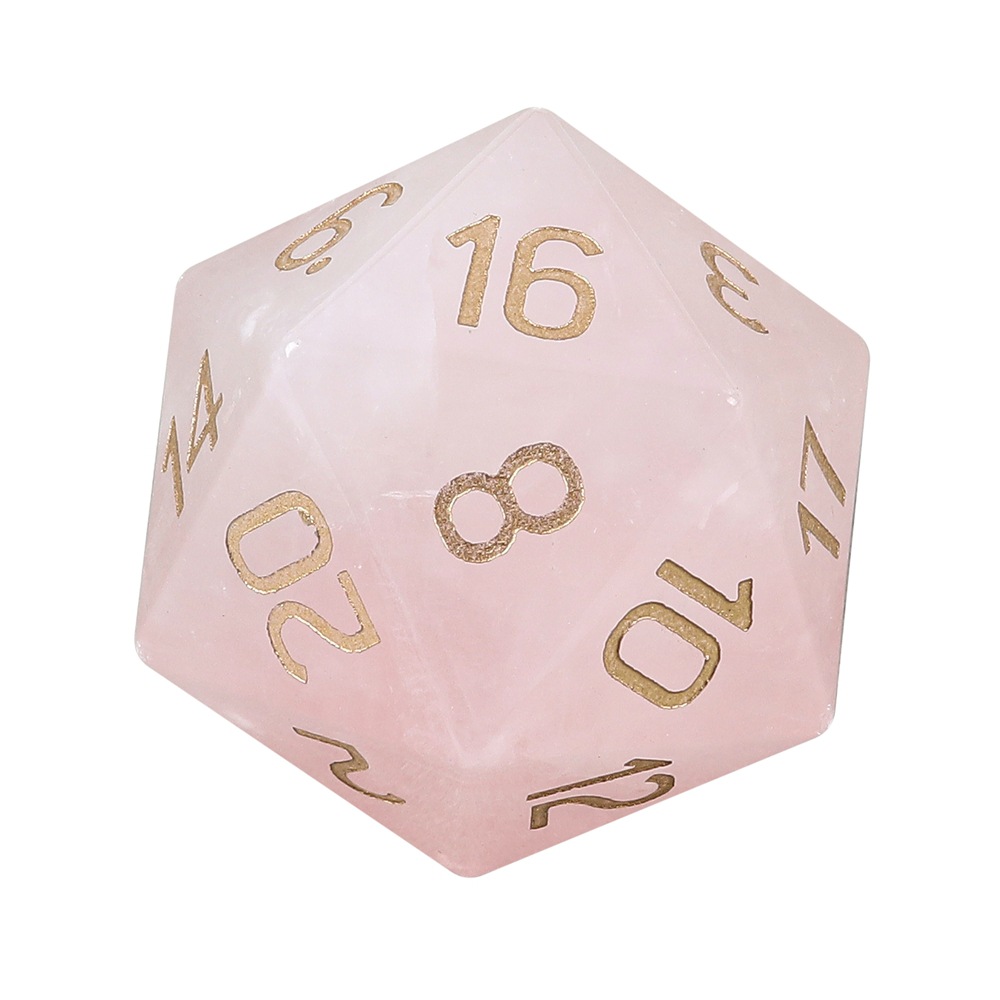 Natural rose quartz d20 dice large size