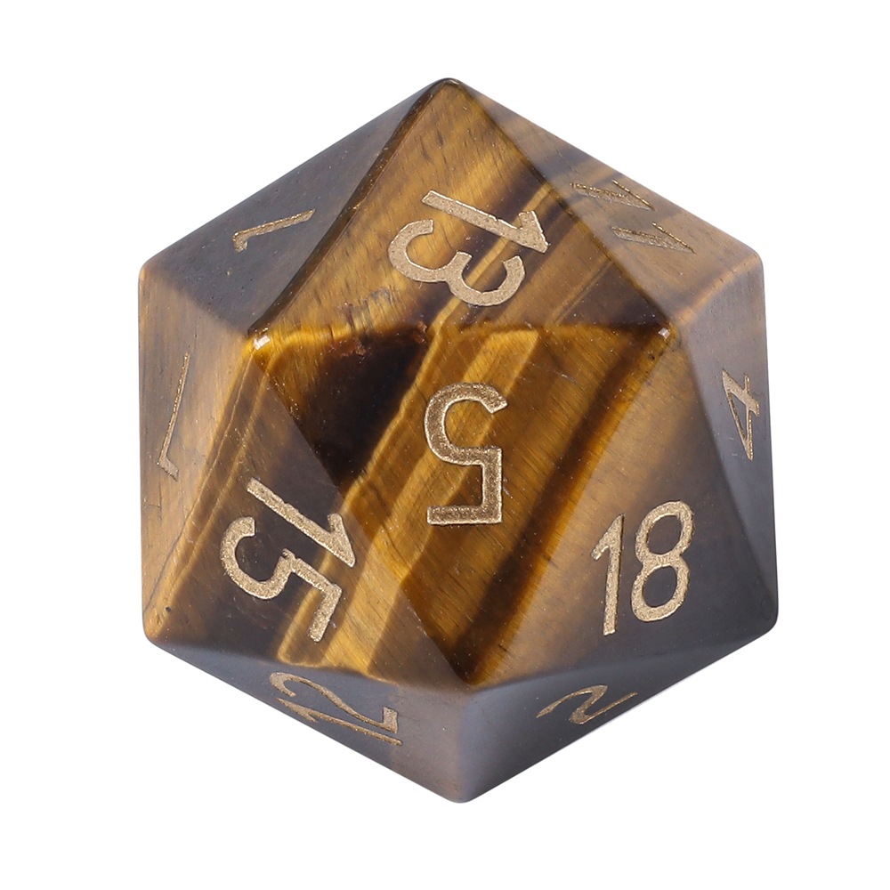 Natural yellow tiger stone d20 dice large size