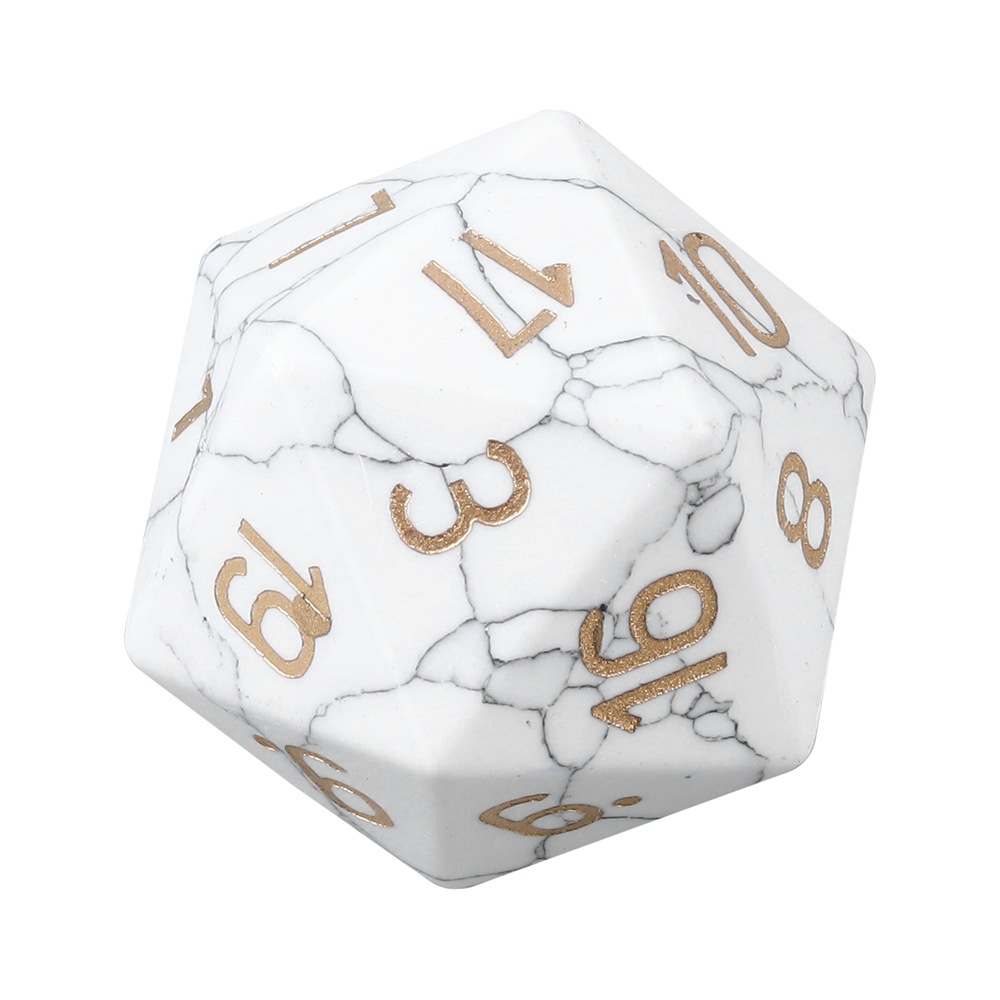 Synthetic white turquoise d20 dice large size