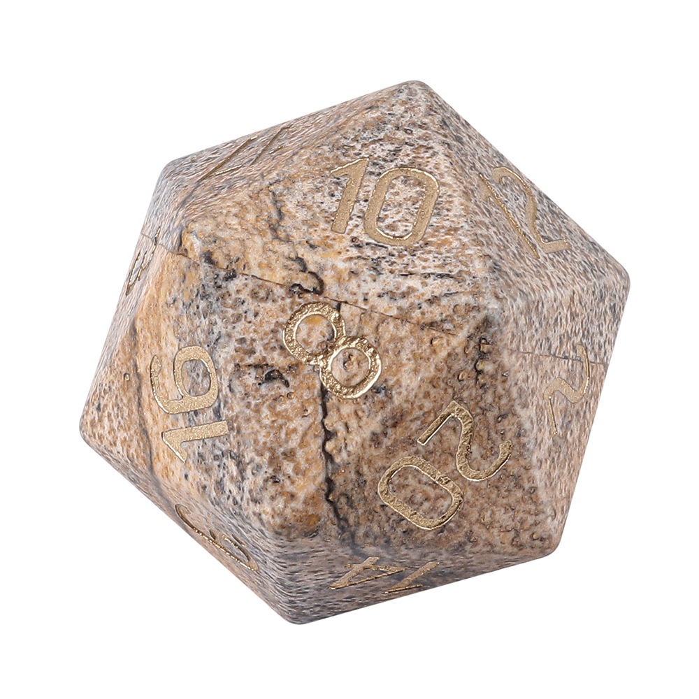 Natural picture stone d20 dice large