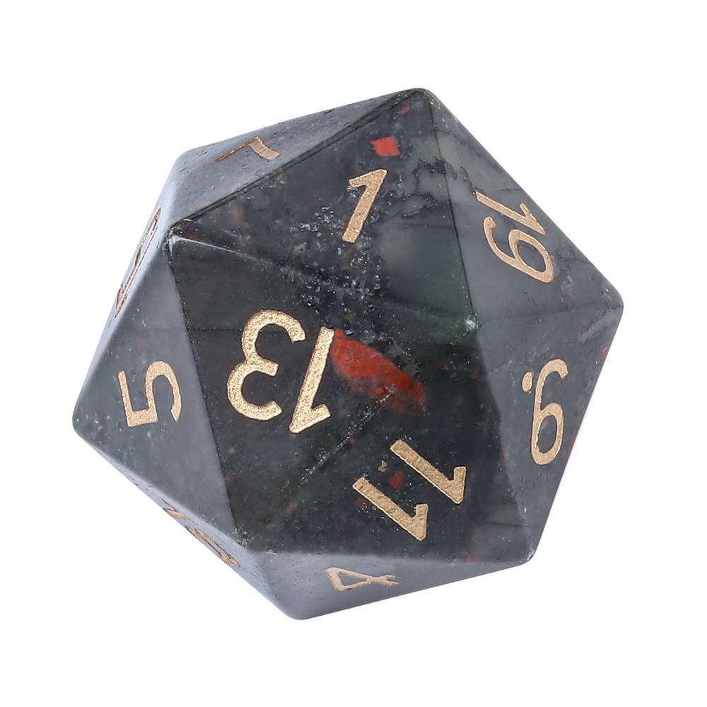 Natural african bloodstone d20 dice large