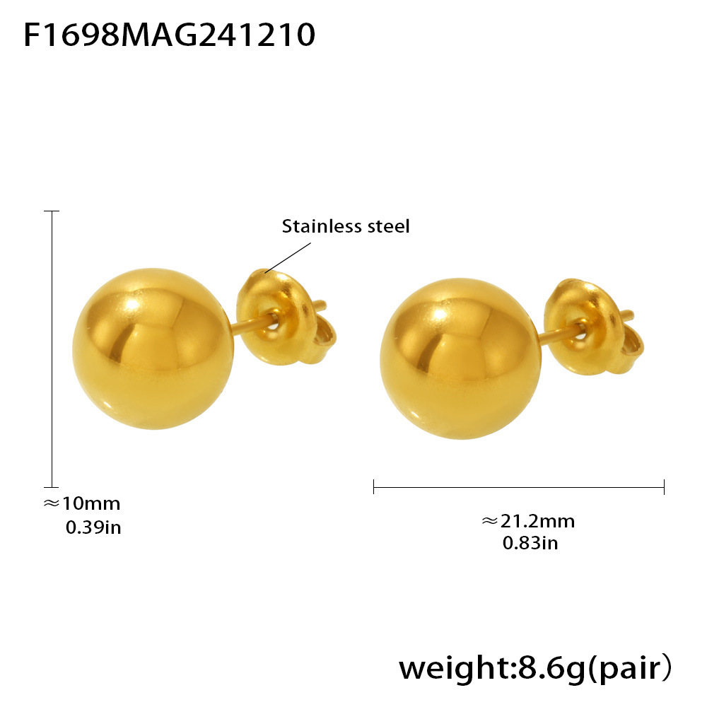 3:F1698-gold hollow steel ball earrings