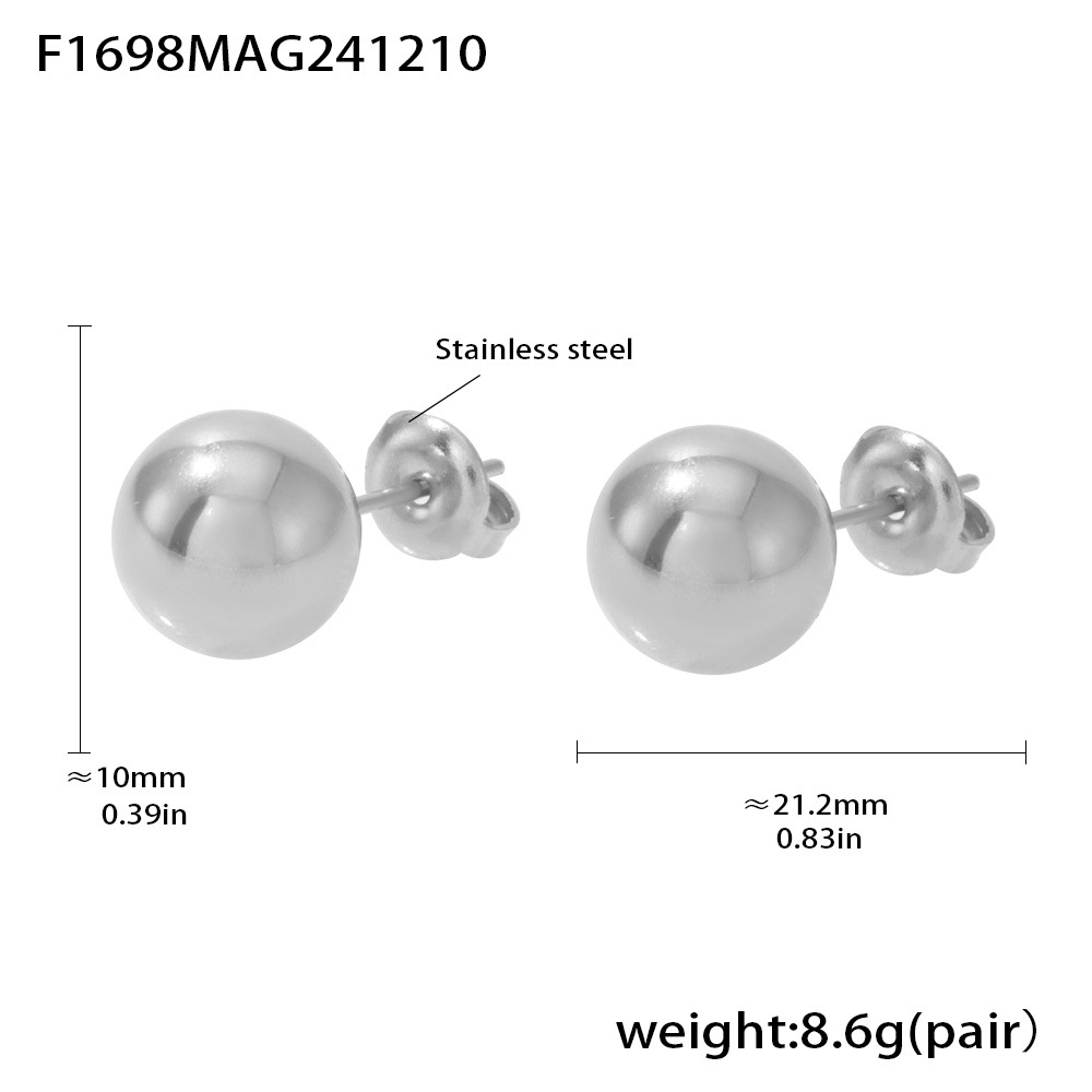 4:F1698-steel color hollow steel ball earrings