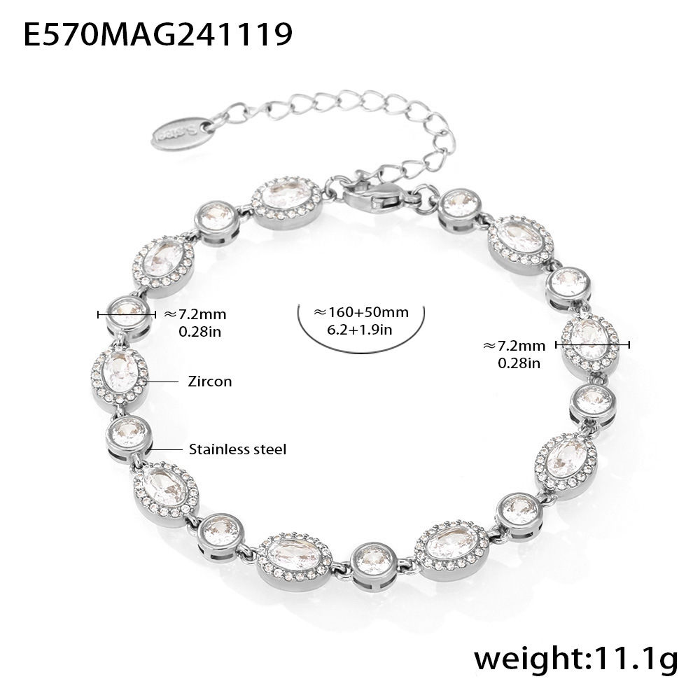 4:E570-steel color gypsophila zircon bracelet