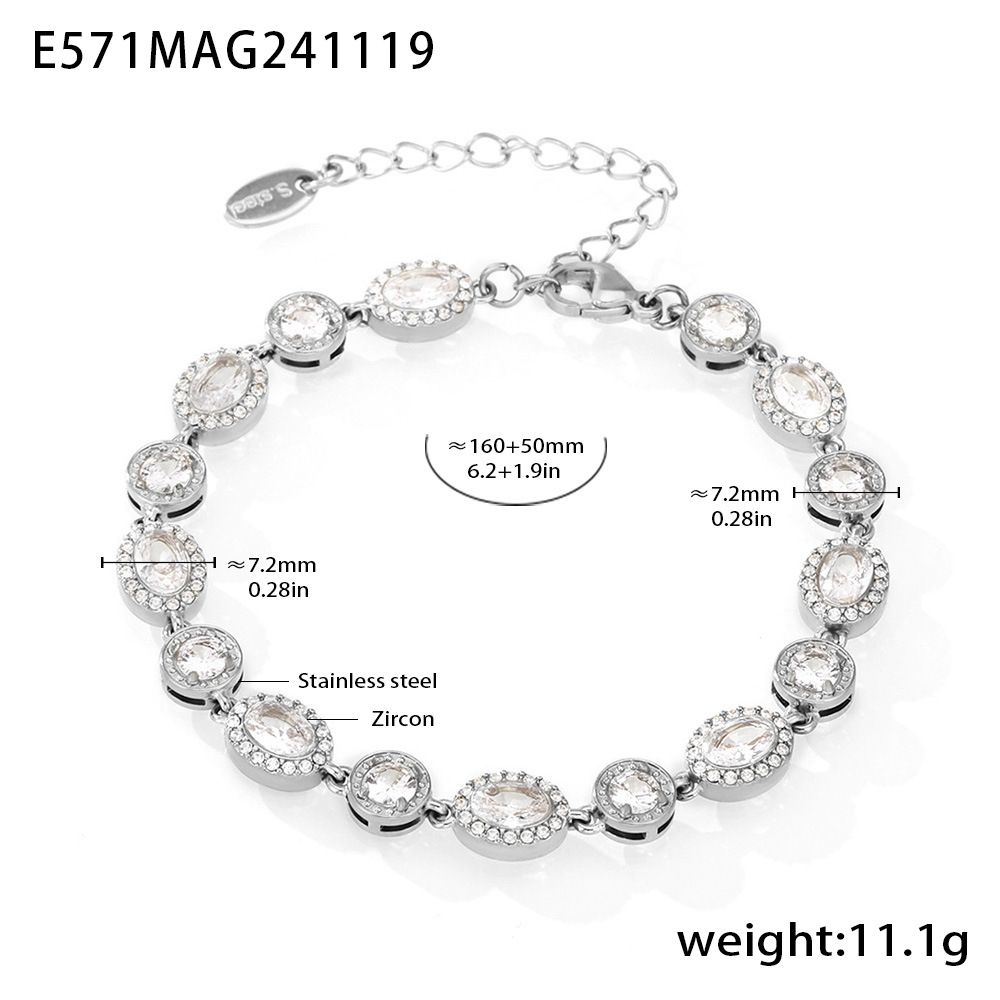 6:E571-steel color gypsophila zircon bracelet