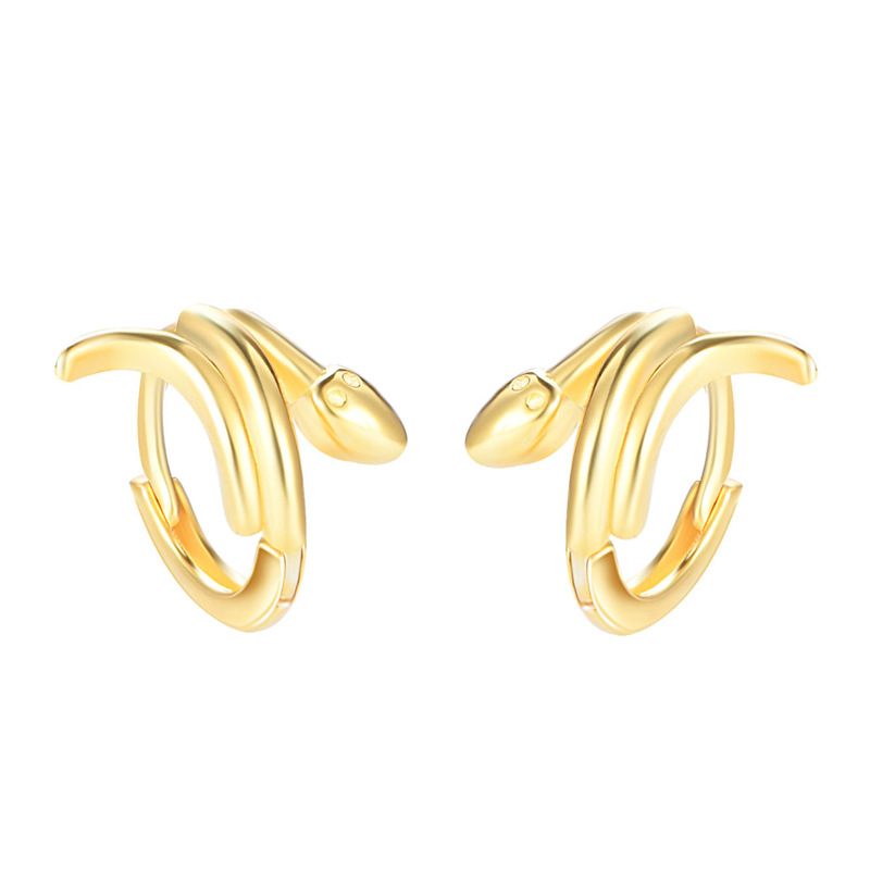 2:A pair of gold snake earrings