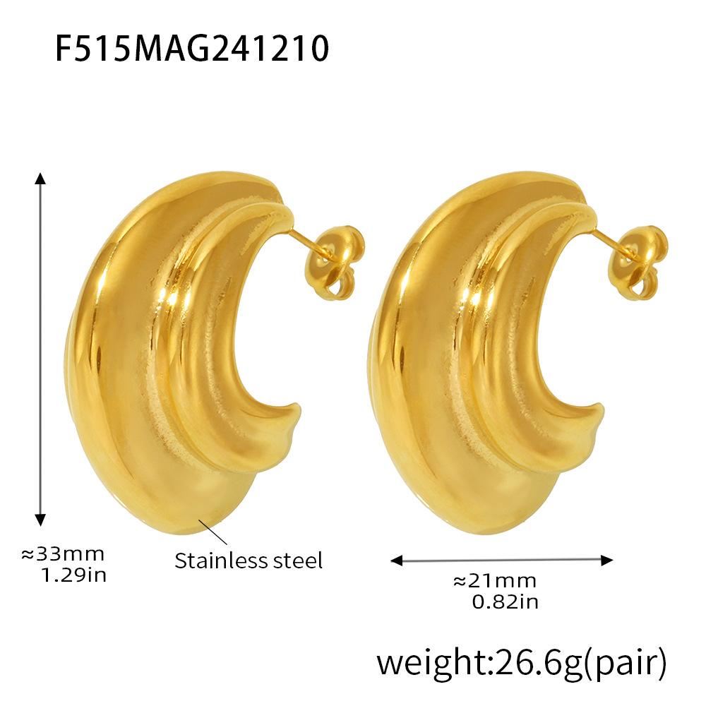 1:F515-gold c-shaped special-shaped earrings