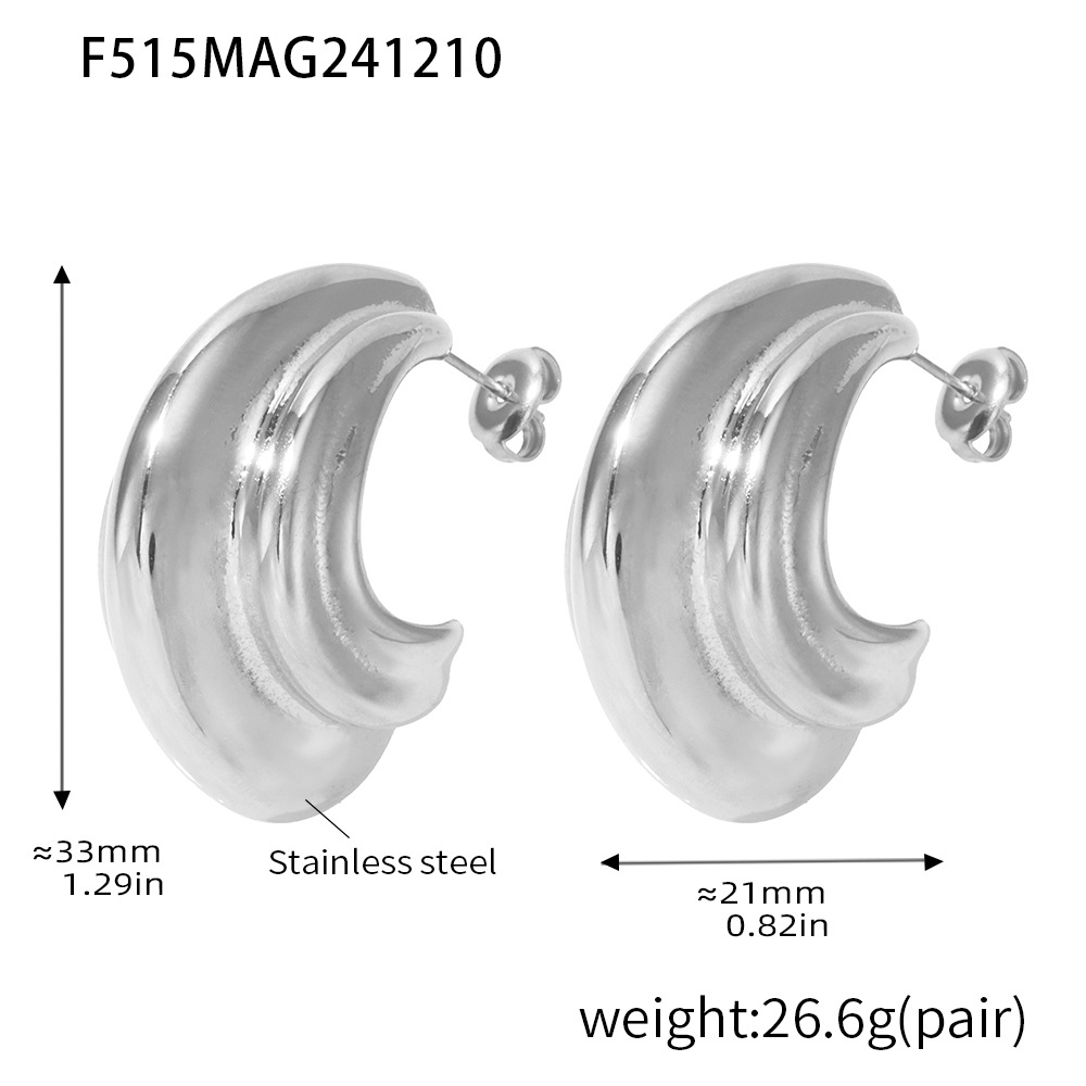 2:F515-steel color c-shaped special-shaped earrings