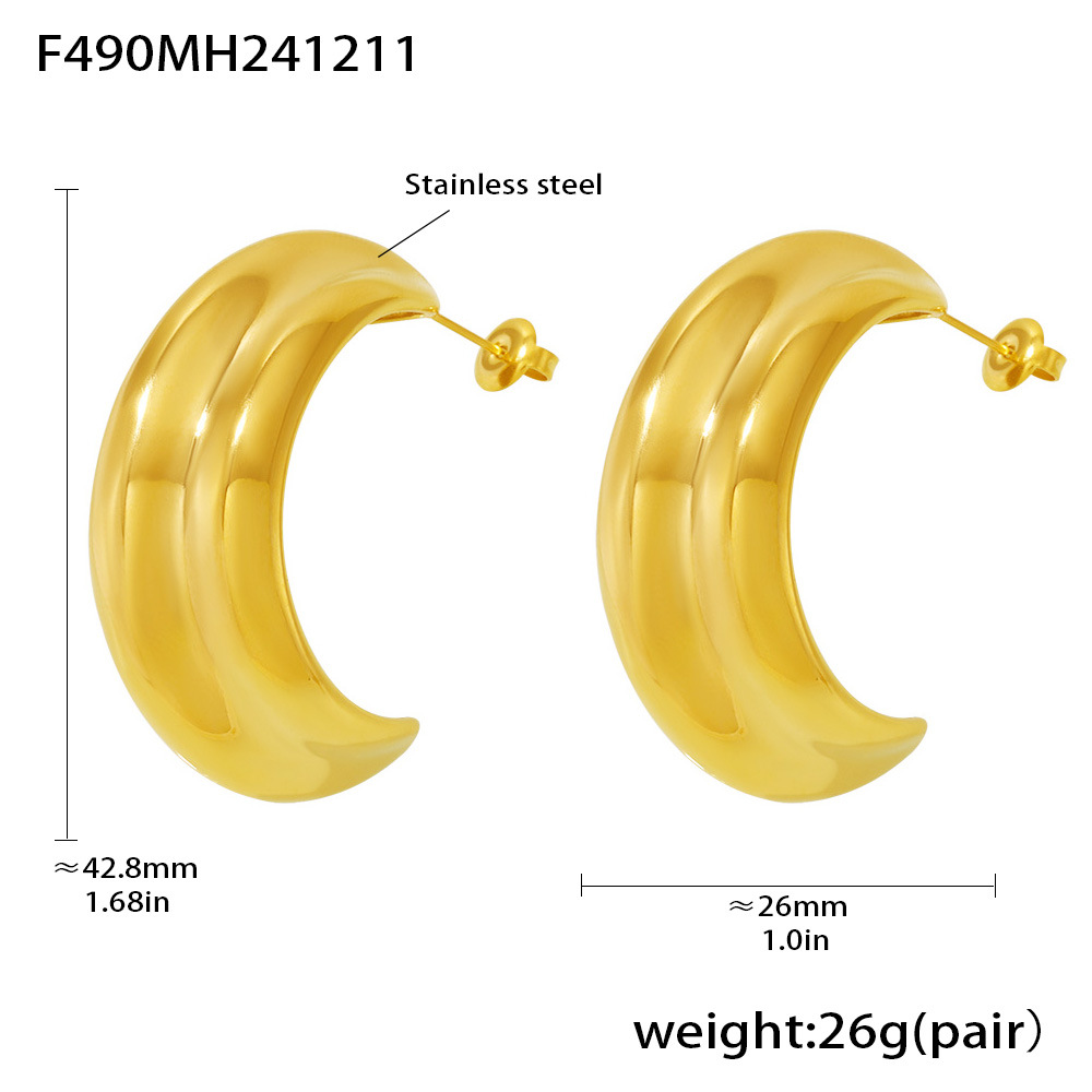 1:F490-gold c-shaped earrings