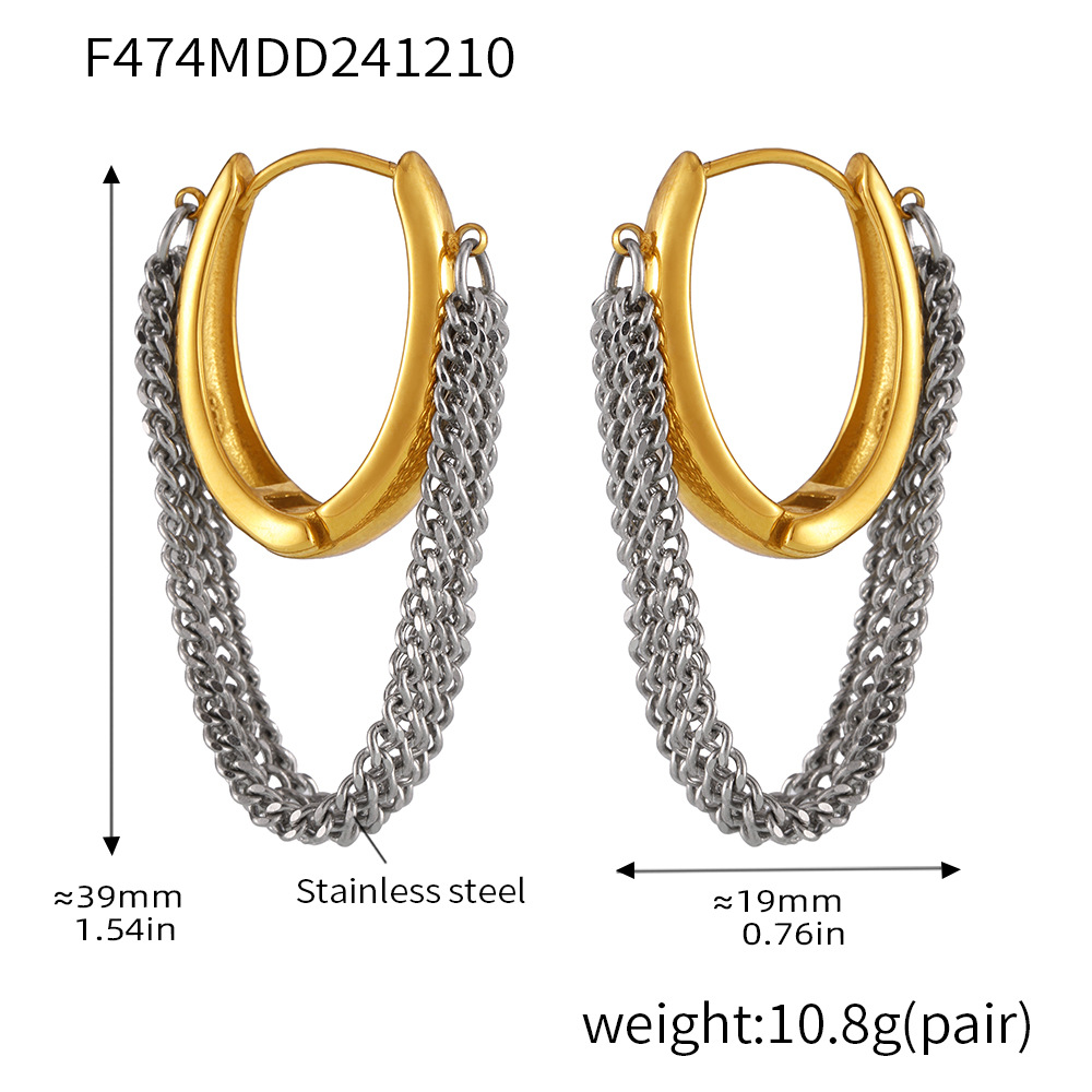 1:F474-gold multi-layer chain earrings