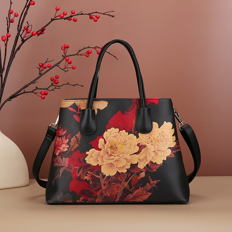 Slim White Peony-Double Pocket Big Bag