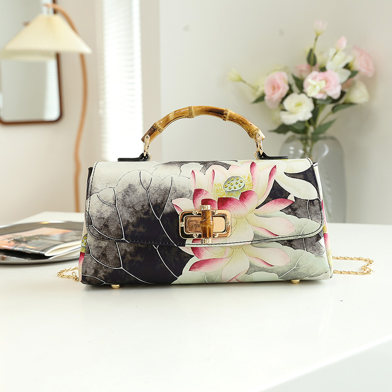 Ink Lotus-slub baguette bag