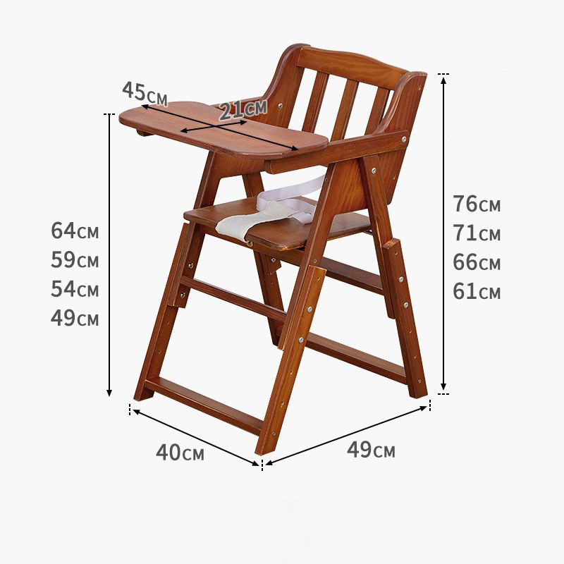 Walnut color-adjustable baby dining chair