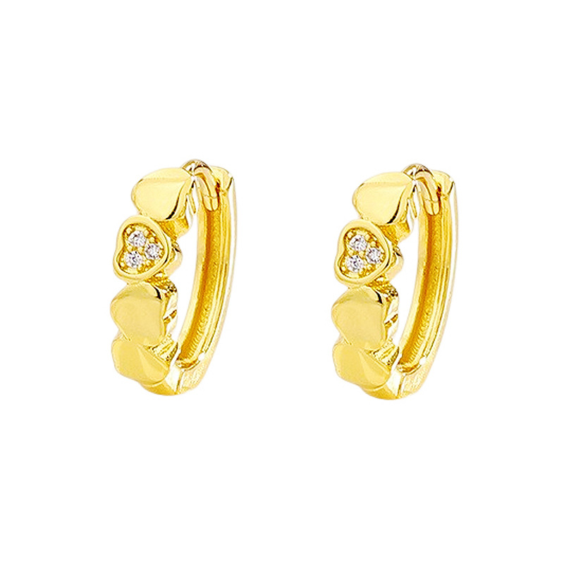 2:Pair of gold love zircon ear buckle