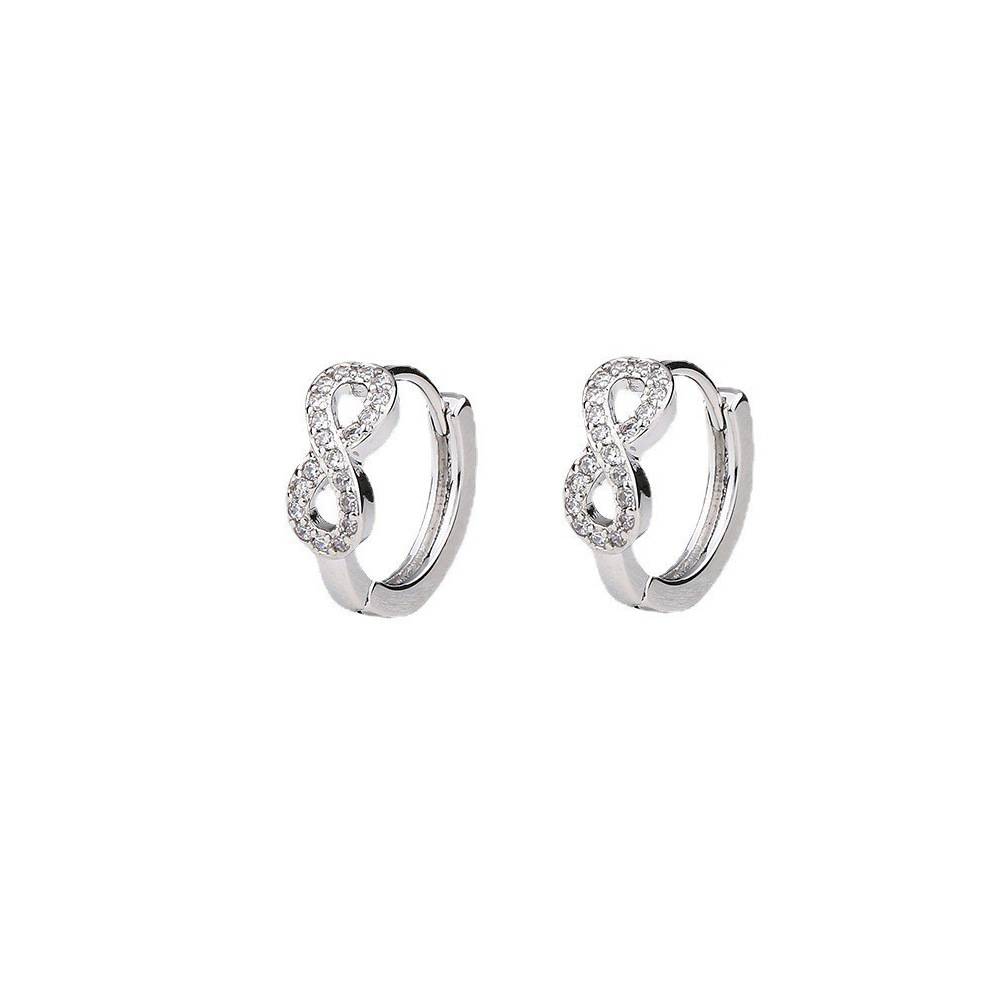 1:White gold zircon figure 8 earrings