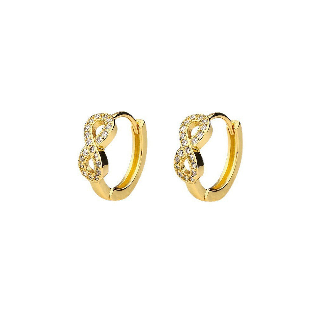 2:Gold color zircon figure 8 earrings