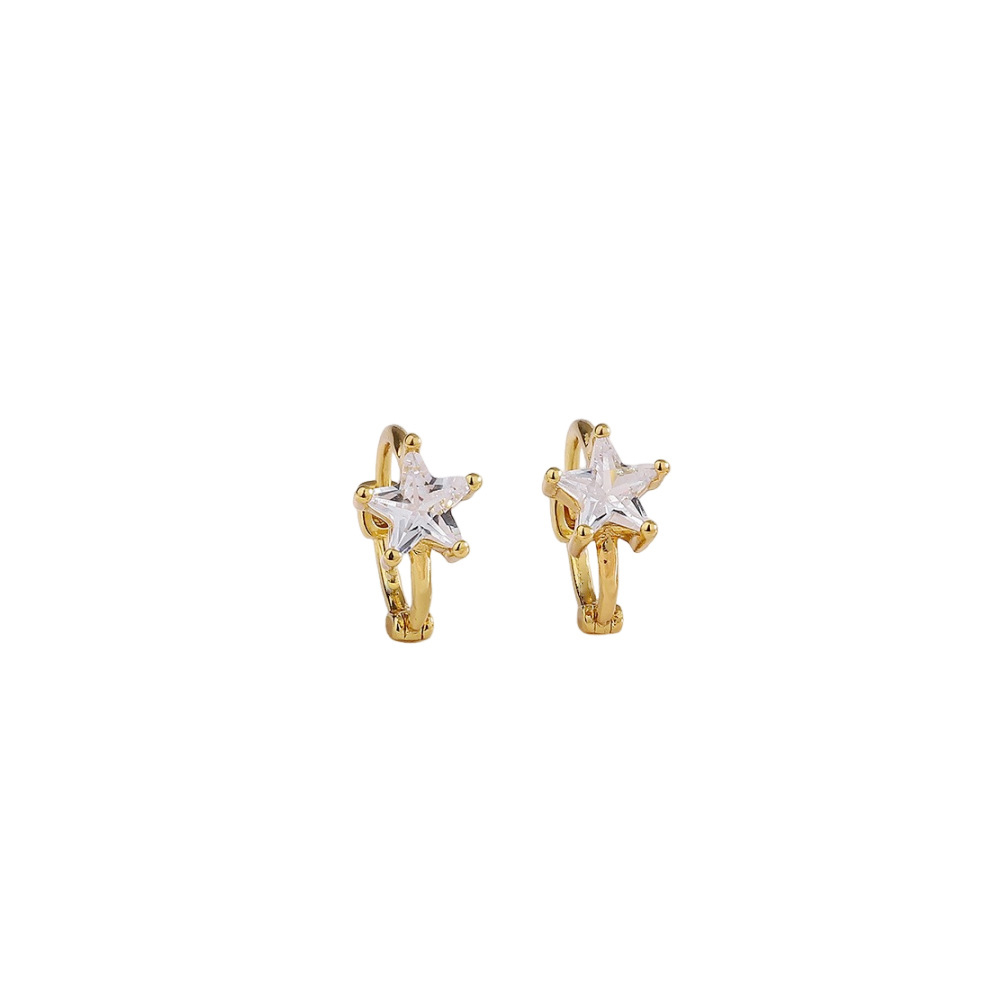 2:A pair of gold sparkling diamond star earrings