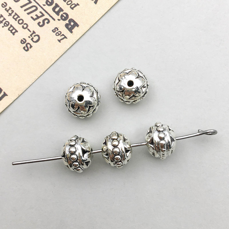 5:1 ancient silver round spacer beads 6*8mm hole 1.3 mm-1.2g-16467