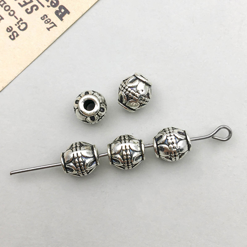 9:1 ancient silver round spacer bead 7*6mm hole 2.1 mm-0.9g-16471